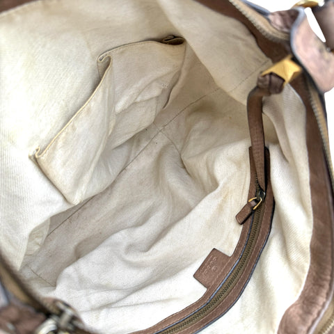 Gucci Beige Canvas GG Running Medium Double G Hobo Bag