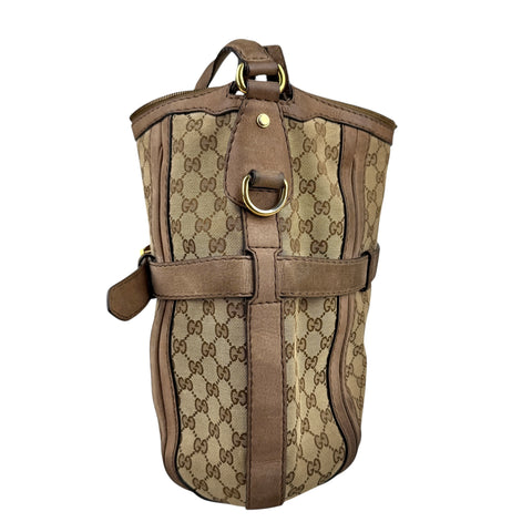 Gucci Beige Canvas GG Running Medium Double G Hobo Bag