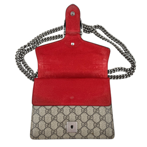 Gucci Dionysus Shoulder Bag Small Beige Red Canvas Suede