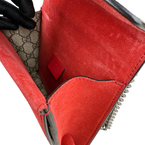 Gucci Dionysus Shoulder Bag Small Beige Red Canvas Suede