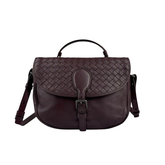 Bottega Veneta Bordeaux Intrecciato Shoulder Bag Dark red