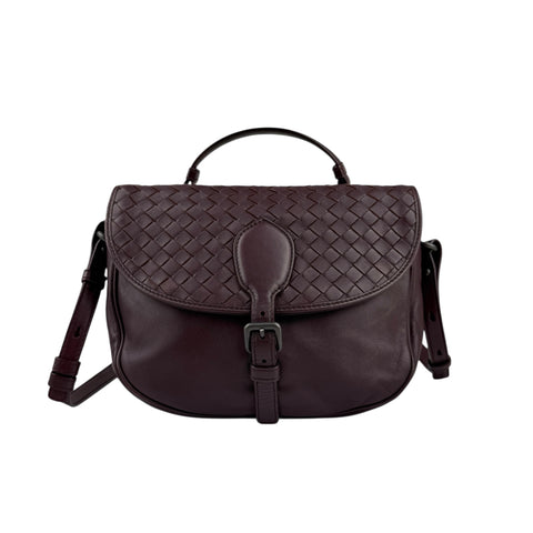 Bottega Veneta Bordeaux Intrecciato Shoulder Bag Dark red