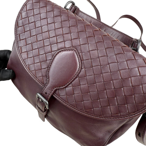 Bottega Veneta Bordeaux Intrecciato Shoulder Bag Dark red