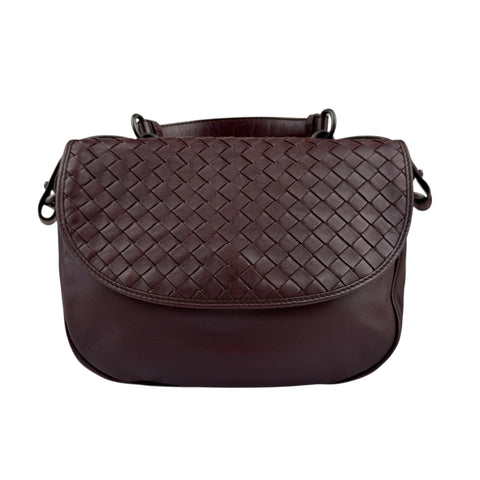 Bottega Veneta Bordeaux Intrecciato Shoulder Bag Dark red