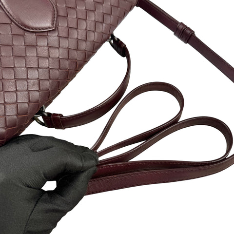 Bottega Veneta Bordeaux Intrecciato Shoulder Bag Dark red