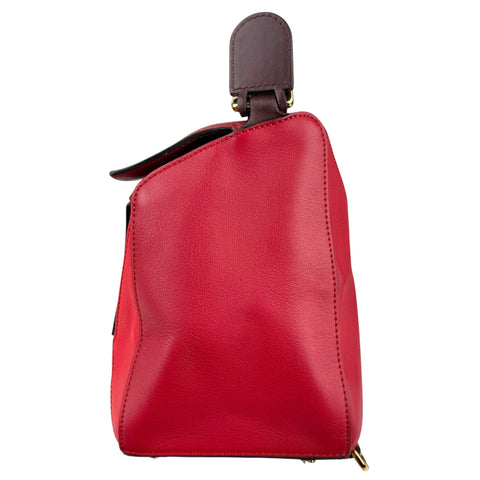 Loewe Puzzle Red Grained Calfskin Leather Medium Bag