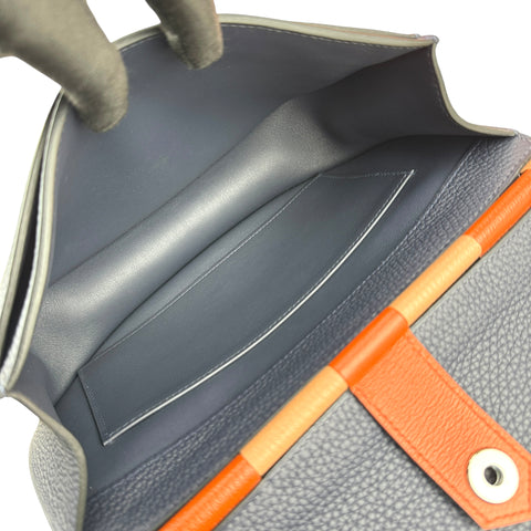 Hermes Blue Taurillon Clemence Leather Saut Hermes 25 PHW