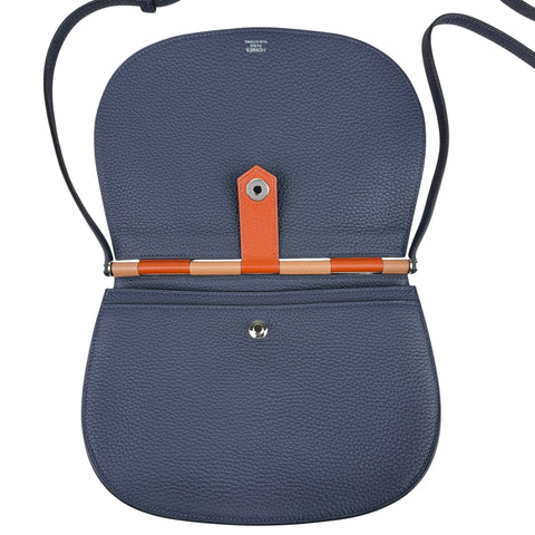 Hermes Blue Taurillon Clemence Leather Saut Hermes 25 PHW