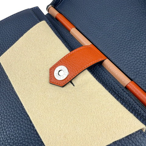 Hermes Blue Taurillon Clemence Leather Saut Hermes 25 PHW