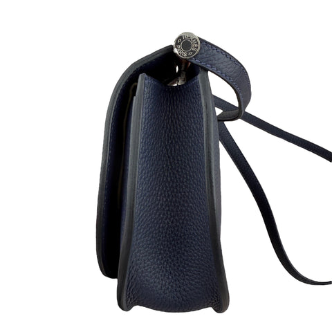 Hermes Blue Taurillon Clemence Leather Saut Hermes 25 PHW