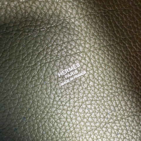 Hermès Limited Edition Vert Canopee and Bleu Thalassa Clemence Casaque Picotin Lock  Palladium Hardware