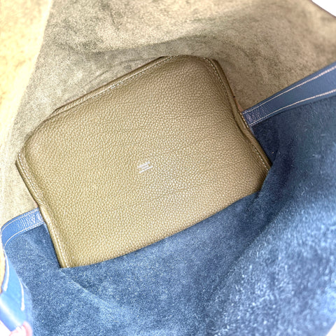 Hermès Limited Edition Vert Canopee and Bleu Thalassa Clemence Casaque Picotin Lock  Palladium Hardware