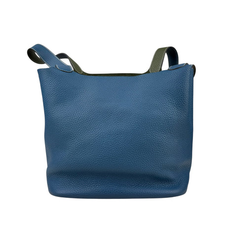 Hermès Limited Edition Vert Canopee and Bleu Thalassa Clemence Casaque Picotin Lock  Palladium Hardware