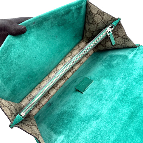 Gucci GG Supreme Monogram Willow Hill Embroidered Dionysus Shoulder Bag Emerald