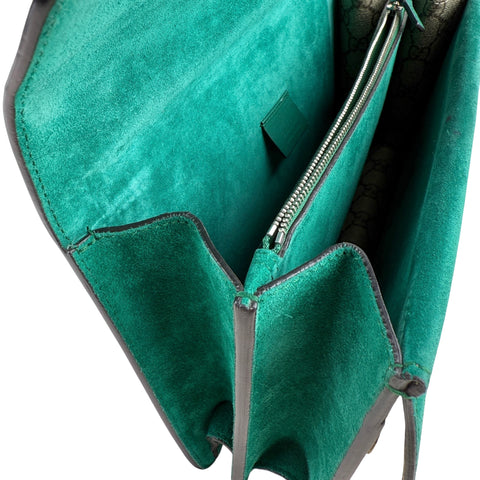 Gucci GG Supreme Monogram Willow Hill Embroidered Dionysus Shoulder Bag Emerald