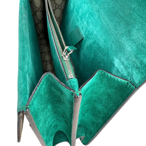 Gucci GG Supreme Monogram Willow Hill Embroidered Dionysus Shoulder Bag Emerald