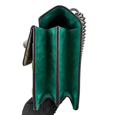 Gucci GG Supreme Monogram Willow Hill Embroidered Dionysus Shoulder Bag Emerald
