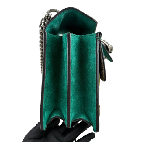 Gucci GG Supreme Monogram Willow Hill Embroidered Dionysus Shoulder Bag Emerald