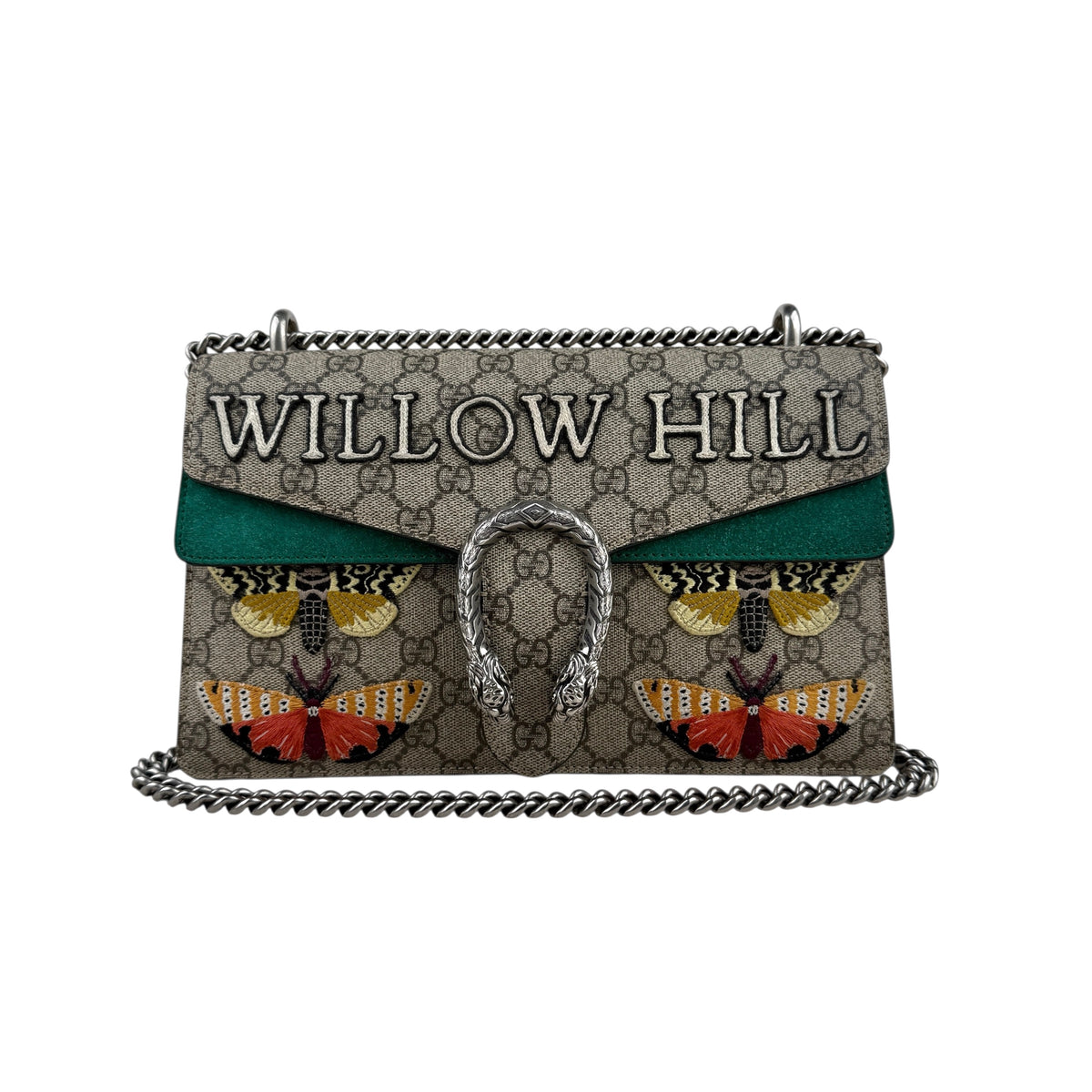 Gucci GG Supreme Monogram Willow Hill Embroidered Dionysus Shoulder Bag Emerald