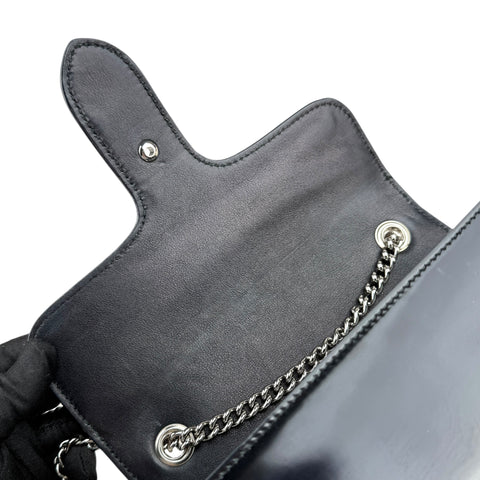Gucci Black Glossy Leather Interlocking G Shoulder Bag