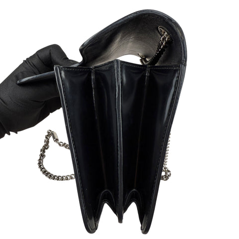 Gucci Black Glossy Leather Interlocking G Shoulder Bag