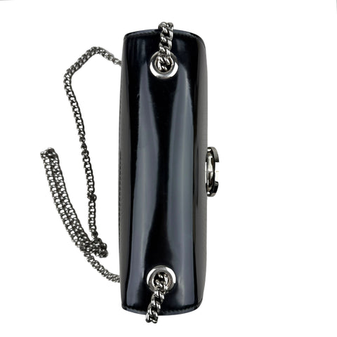 Gucci Black Glossy Leather Interlocking G Shoulder Bag