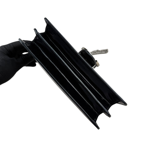 Gucci Black Glossy Leather Interlocking G Shoulder Bag