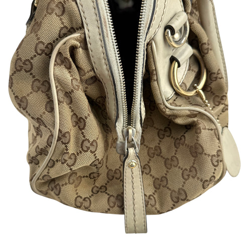 Gucci Beige/White GG Canvas Medium Sukey Boston Bag