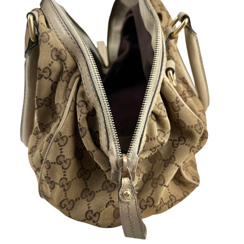 Gucci Beige/White GG Canvas Medium Sukey Boston Bag