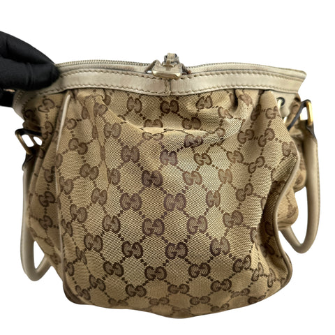 Gucci Beige/White GG Canvas Medium Sukey Boston Bag