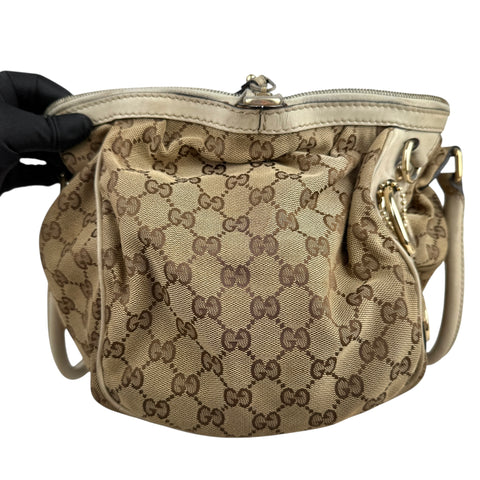 Gucci Beige/White GG Canvas Medium Sukey Boston Bag