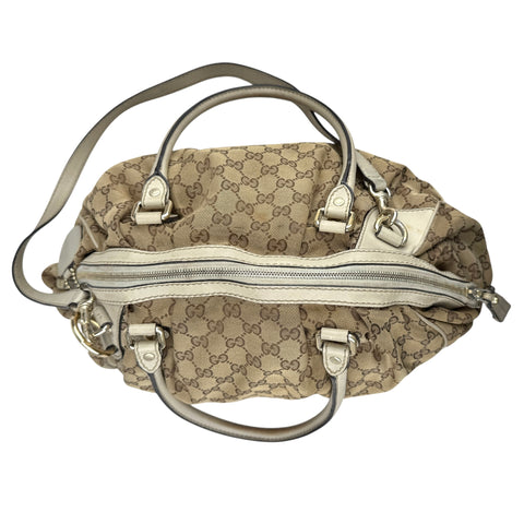 Gucci Beige/White GG Canvas Medium Sukey Boston Bag