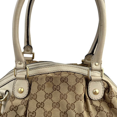 Gucci Beige/White GG Canvas Medium Sukey Boston Bag