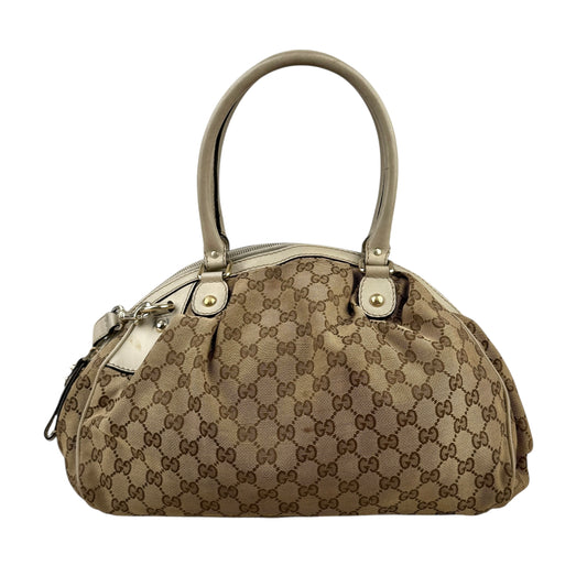 Gucci Beige/White GG Canvas Medium Sukey Boston Bag