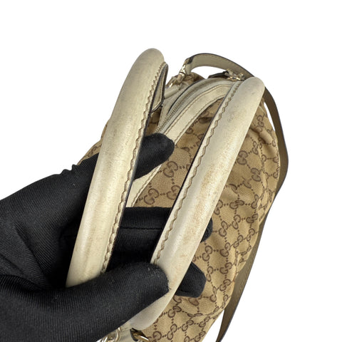 Gucci Beige/White GG Canvas Medium Sukey Boston Bag