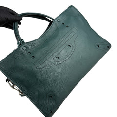 Pre-owned balenciaga-city-leather-blackout-front-view