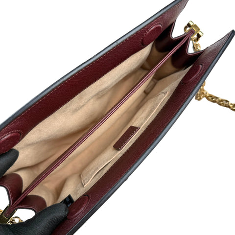 Gucci Ophidia Shoulder Bag Leather Burgundy