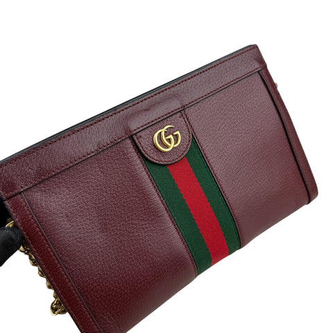 Gucci Ophidia Shoulder Bag Leather Burgundy