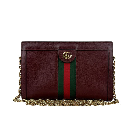 Gucci Ophidia Shoulder Bag Leather Burgundy