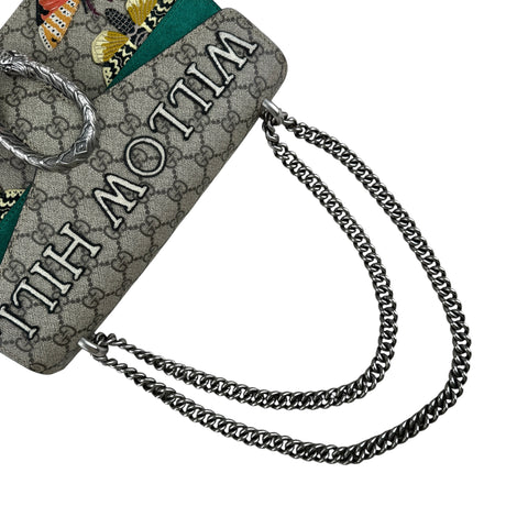 Gucci GG Supreme Monogram Willow Hill Embroidered Dionysus Shoulder Bag Emerald