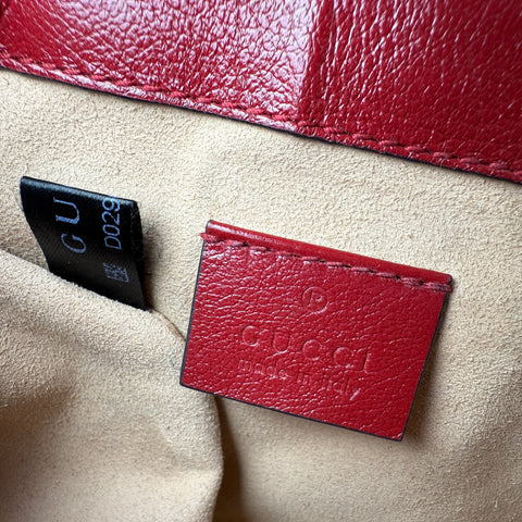 Gucci Black Red Quilted Leather Marmont Torchon Top Handle Crossbody Bag