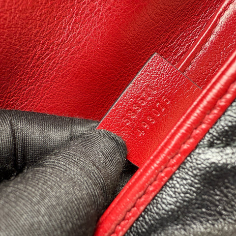 Gucci Black Red Quilted Leather Marmont Torchon Top Handle Crossbody Bag