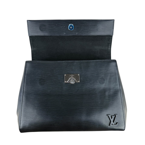 Louis Vuitton Cluny Microfiber Interior Shoulder Bag Black Leather