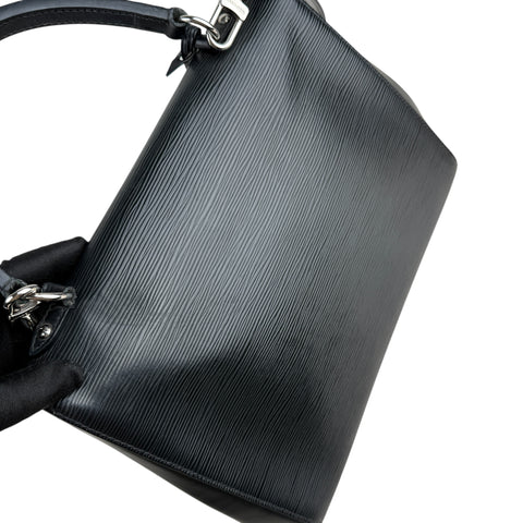 Louis Vuitton Cluny Microfiber Interior Shoulder Bag Black Leather