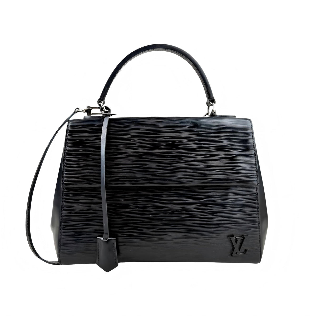 Louis Vuitton Cluny Microfiber Interior Shoulder Bag Black Leather
