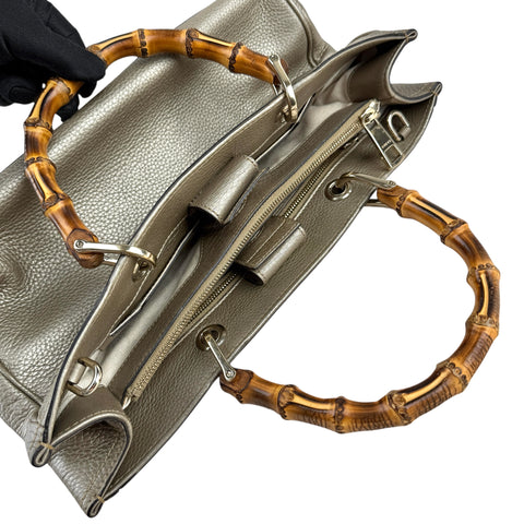 Gucci Preloved Medium Calfskin Bamboo Shopper Satchel