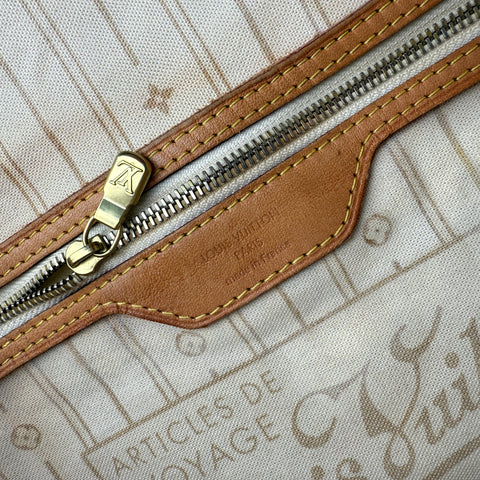 Louis Vuitton Neverfull Tote MM White Canvas Damier Azur