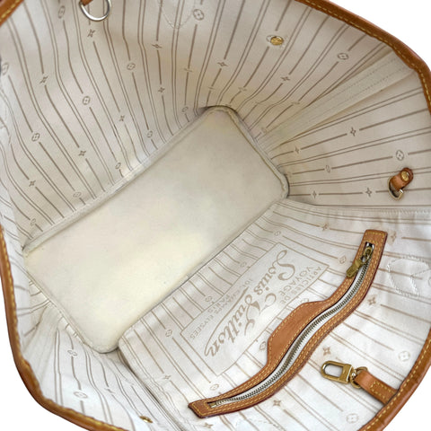 Louis Vuitton Neverfull Tote MM White Canvas Damier Azur