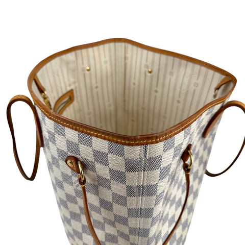 Louis Vuitton Neverfull Tote MM White Canvas Damier Azur