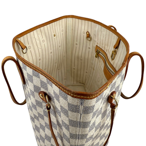 Louis Vuitton Neverfull Tote MM White Canvas Damier Azur